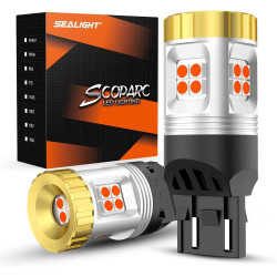 SEALIGHT® SLJ7 7443/7440/T20/W21W LED Turn Signal Light Brake Tail Light Bulbs 24W 2400LM 2000K Amber Yellow 2PCS