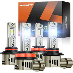 SEALIGHT® L2S 9005/HB3 H11/H9/H8 180W 6500K White IP68 LED Headlight Bulbs 2Pairs