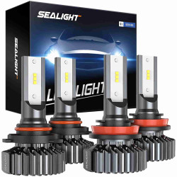 SEALIGHT® S1 9005/HB3 H11/H9/H8 60W 6000K White IP67 LED Headlight Bulbs 2 Pairs